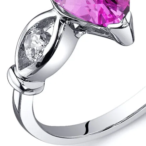 Pink Sapphire Pear Shape Sterling Silver Ring Size 5