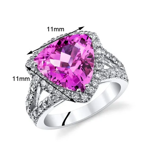 Pink Sapphire Trillion Sterling Silver Ring Size 9