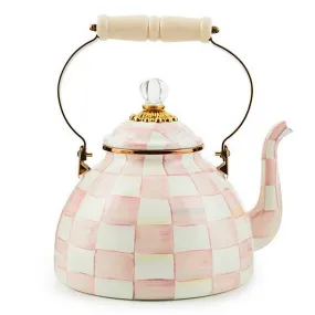 *PRE ORDER* MacKenzie Childs Rosy Check Enamel Tea Kettle - 3 Quart