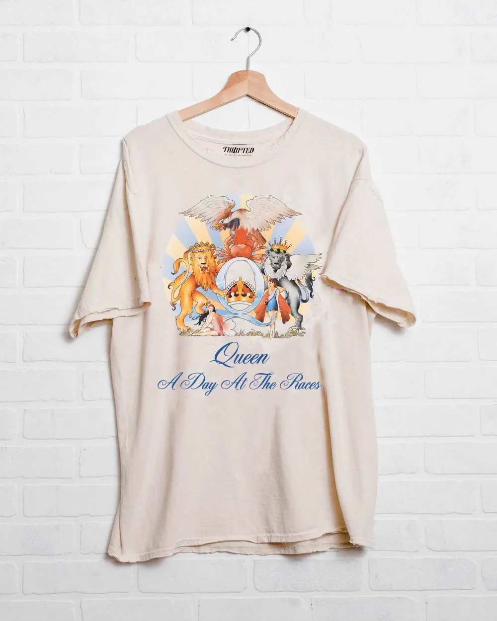 Queen Day at the Races Off White Thrifted Tee