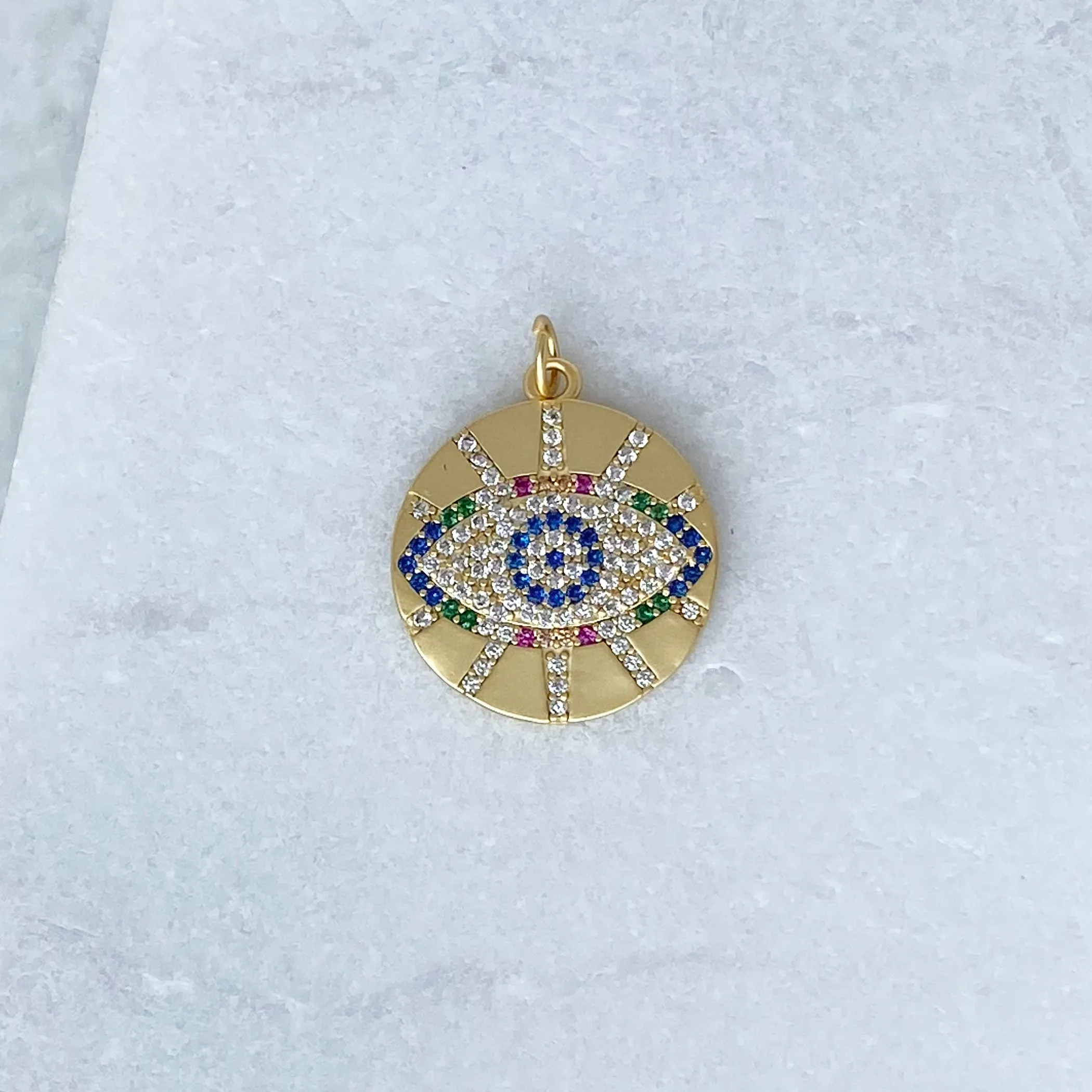 Rainbow Evil Eye Micro Pavé Crystal Charm