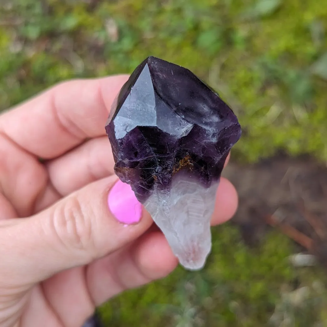 RARE FIND Deep Smoky Black Elestial Amethyst Root Crystals from Uruguay ~ Dragon Tooth Amethyst Points