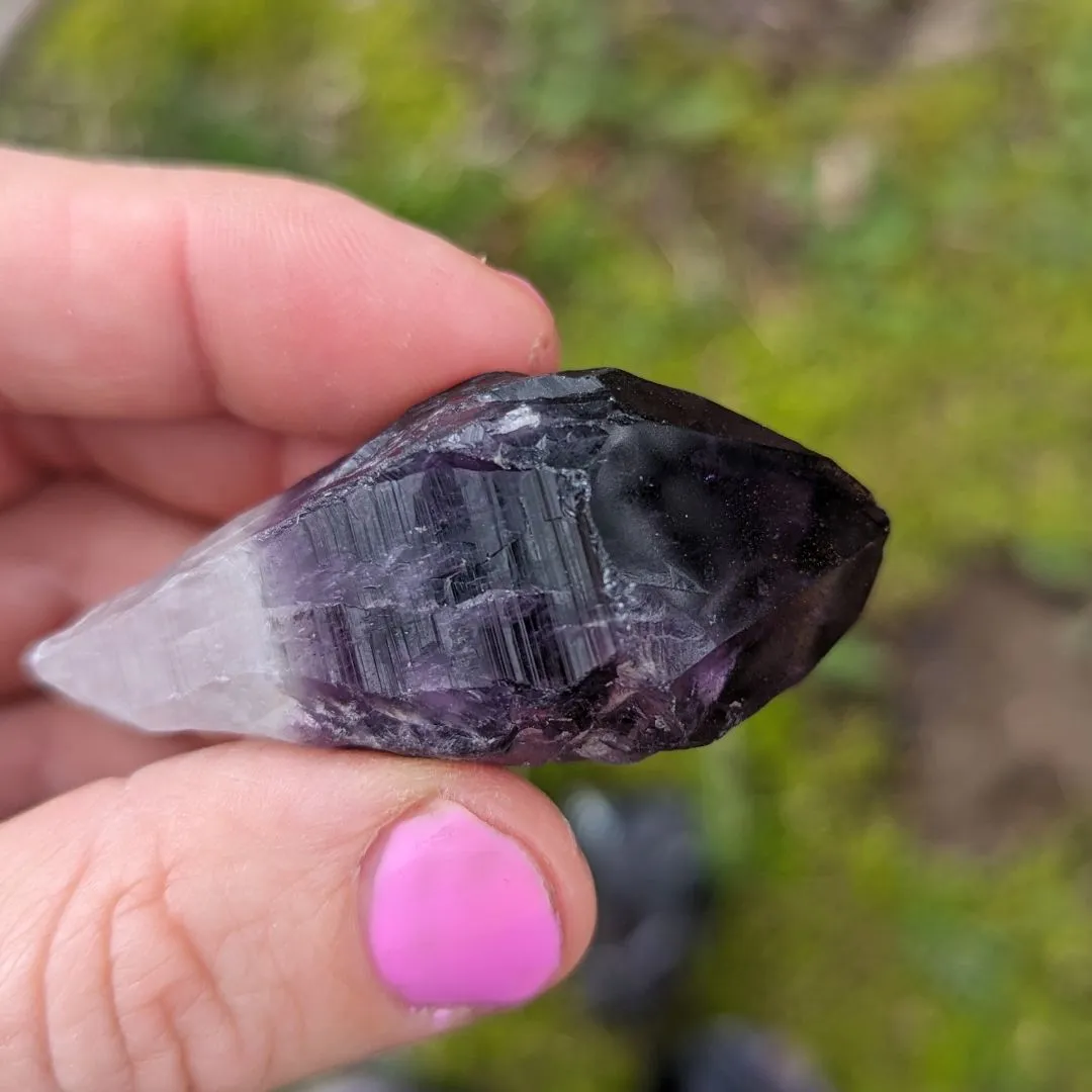 RARE FIND Deep Smoky Black Elestial Amethyst Root Crystals from Uruguay ~ Dragon Tooth Amethyst Points