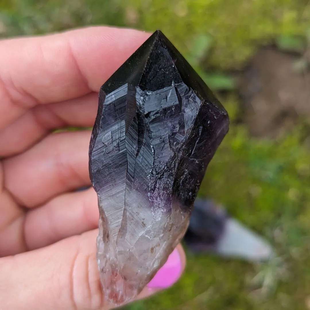 RARE FIND Deep Smoky Black Elestial Amethyst Root Crystals from Uruguay ~ Dragon Tooth Amethyst Points