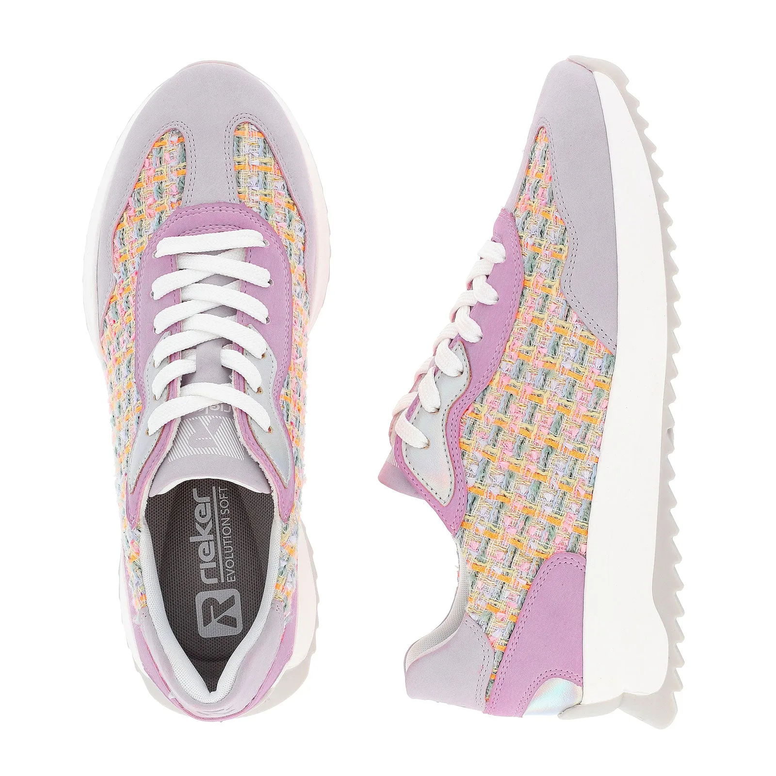 Rieker R-Evolution W1300-90 Dhara Sneaker (Women) - Mauve/Pastel Orange