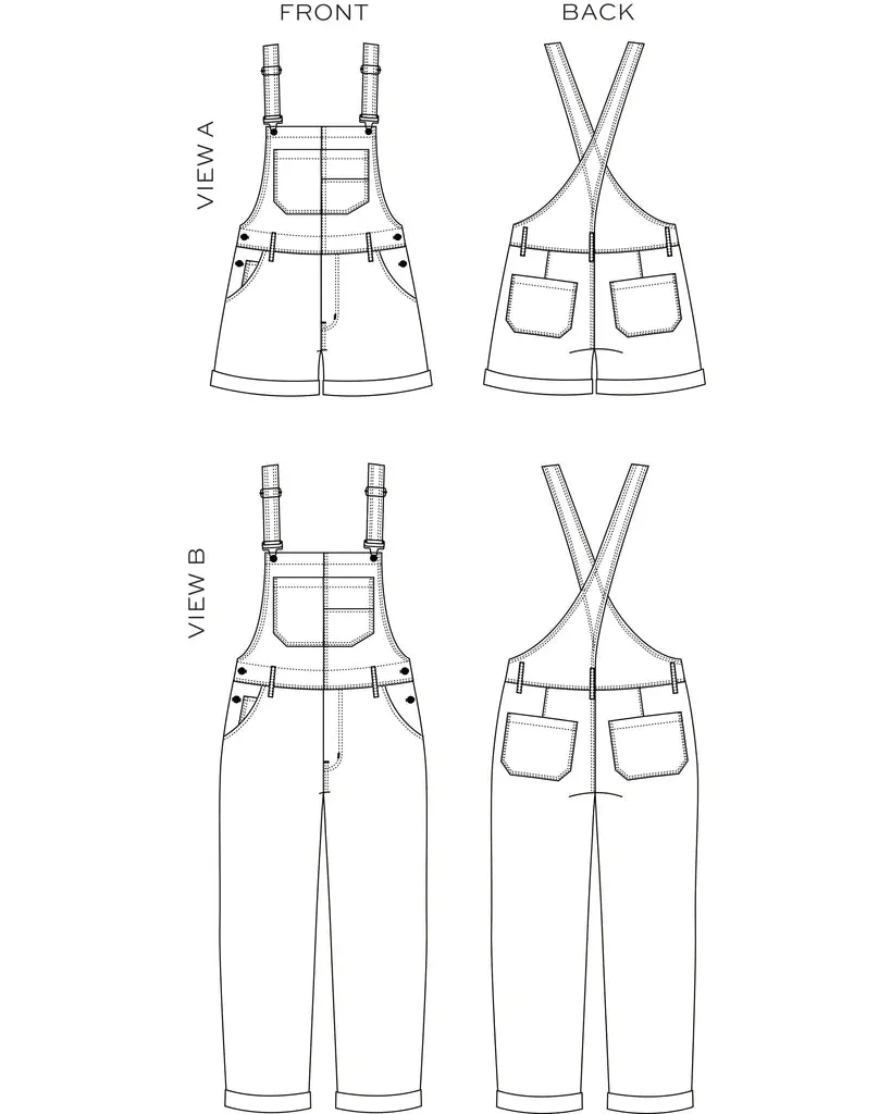 Riley Overalls Sewing Pattern by True Bias | Plus Sizes 14-32