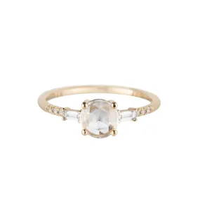 Rose Cut Diamond Melody Baguette Equilibrium Ring