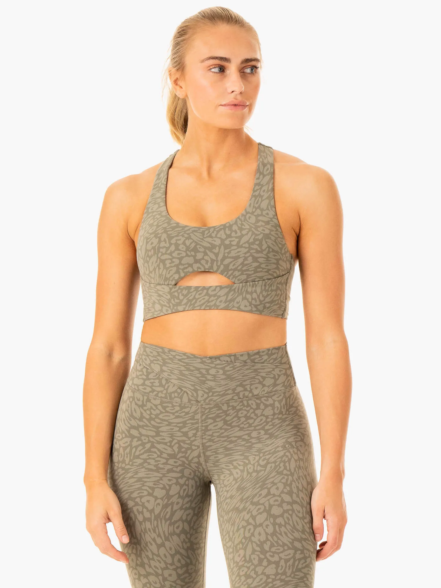 Rotation Sports Bra - Khaki Leopard