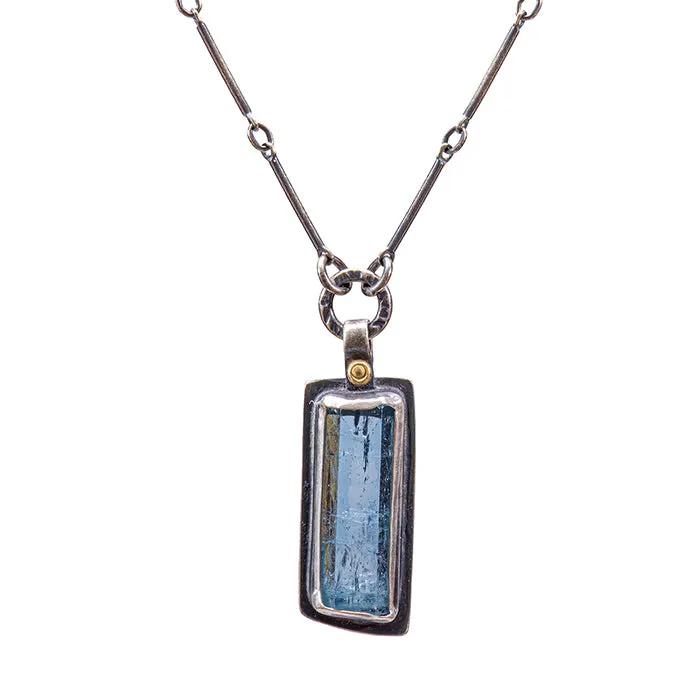 Rough Aquamarine crystal necklace