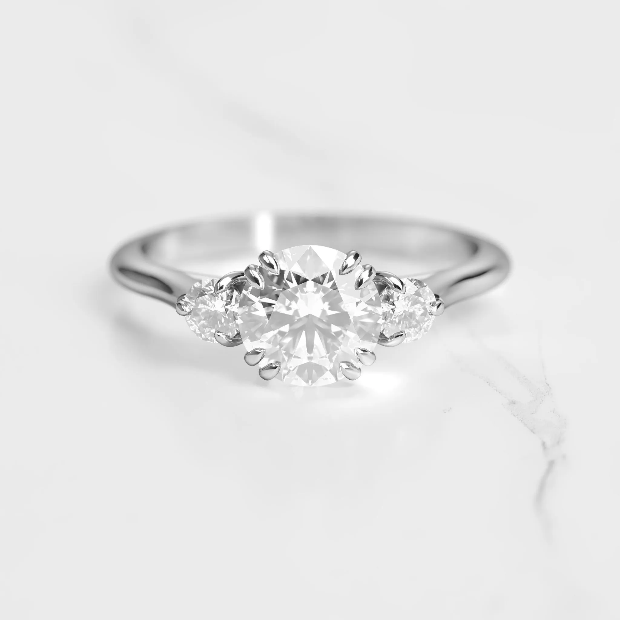 Round Diamond Ring With Accent Stones