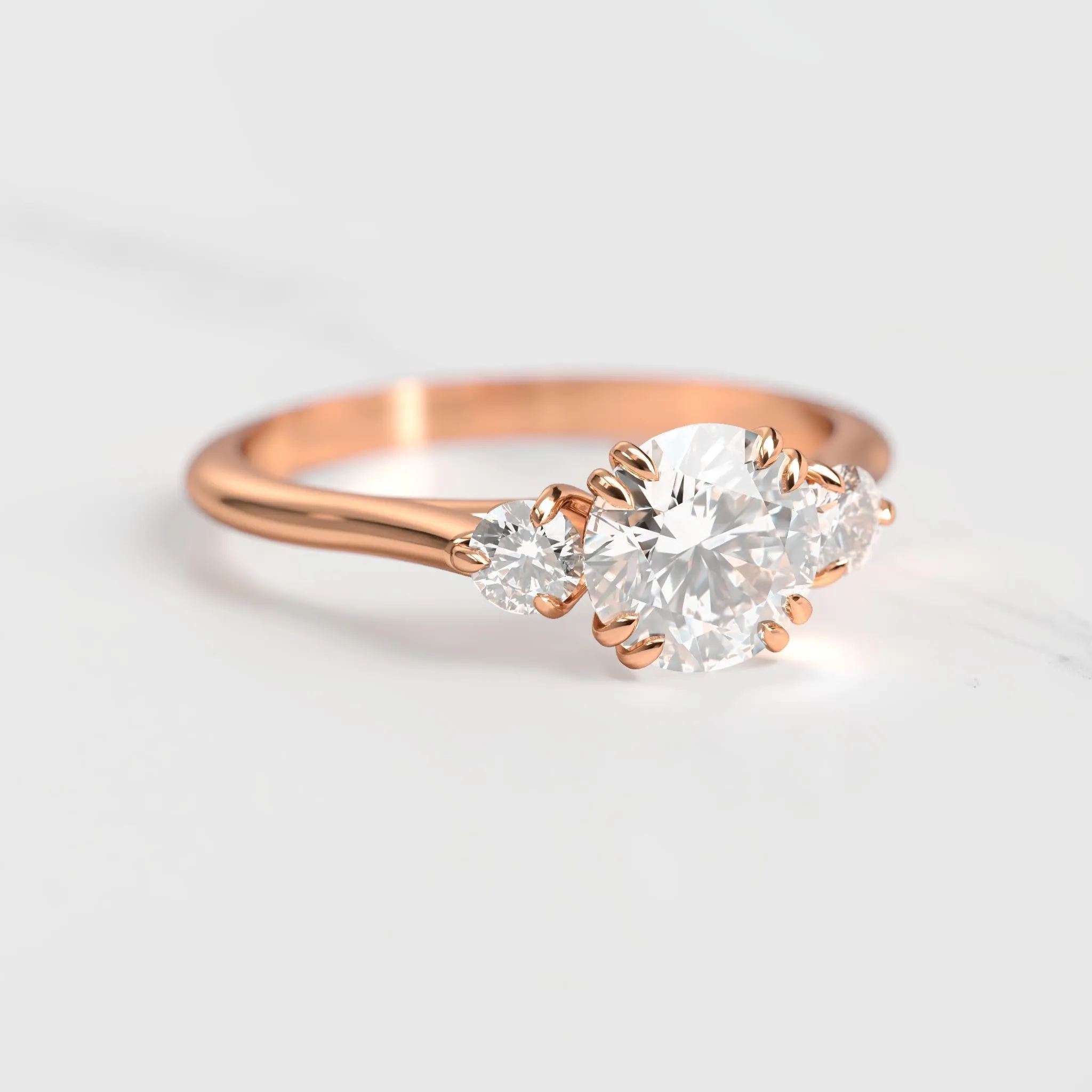 Round Diamond Ring With Accent Stones