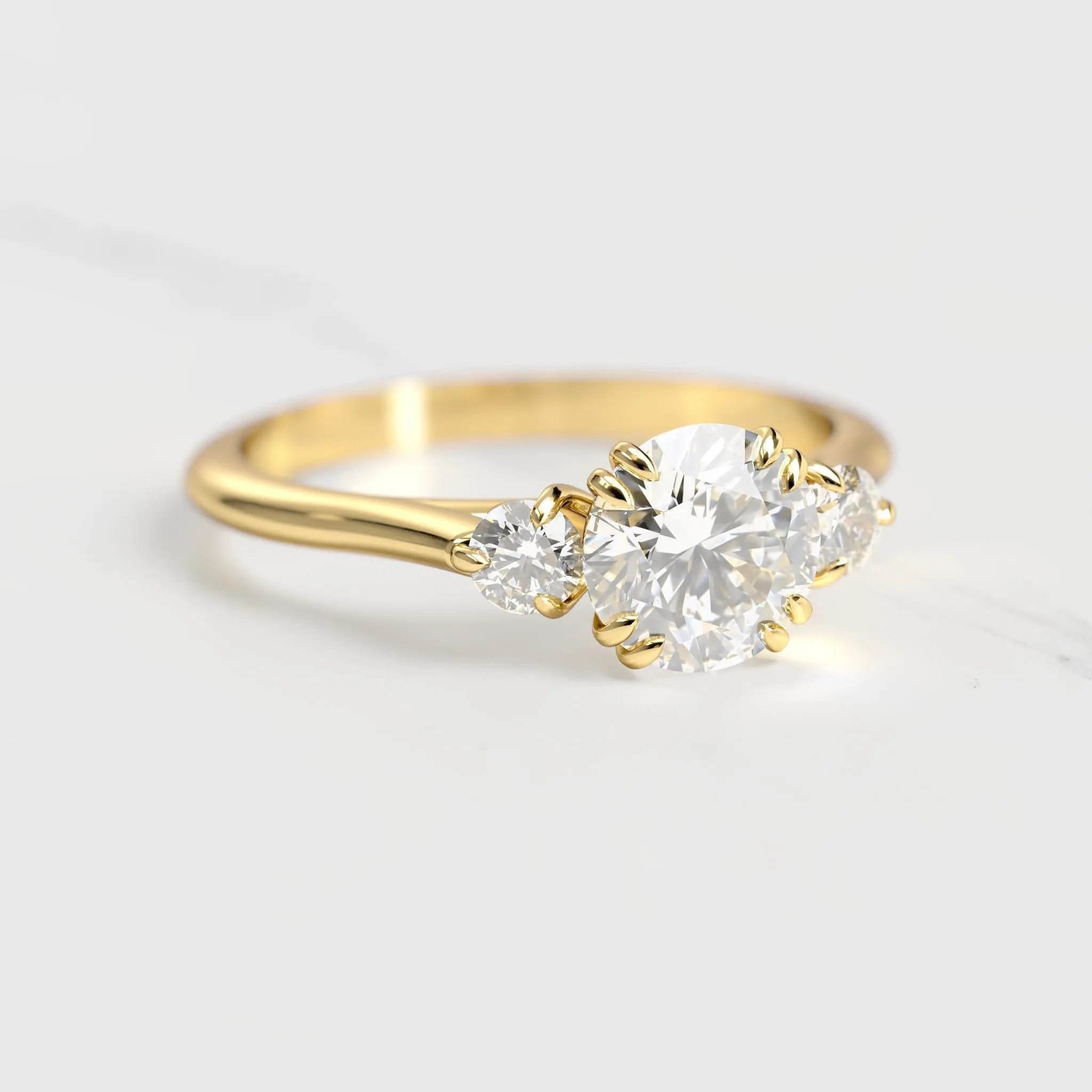 Round Diamond Ring With Accent Stones