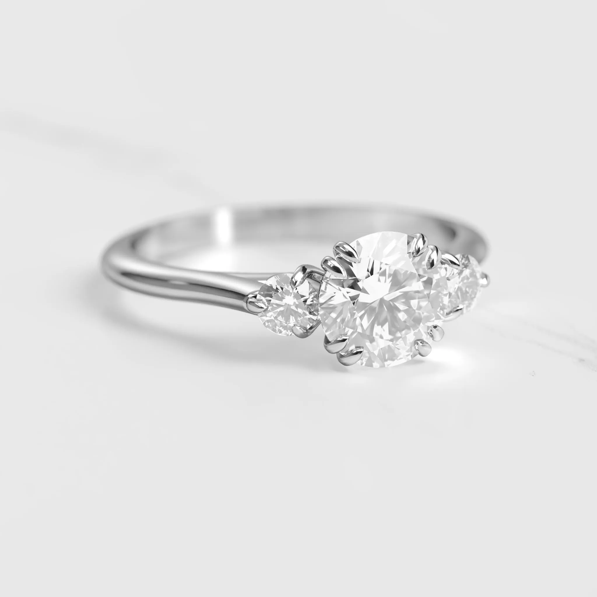 Round Diamond Ring With Accent Stones