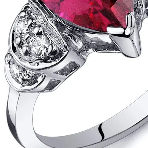 Ruby Pear Shape Sterling Silver Ring Size 5