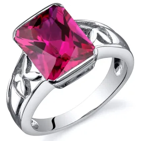 Ruby Radiant Cut Sterling Silver Ring Size 7