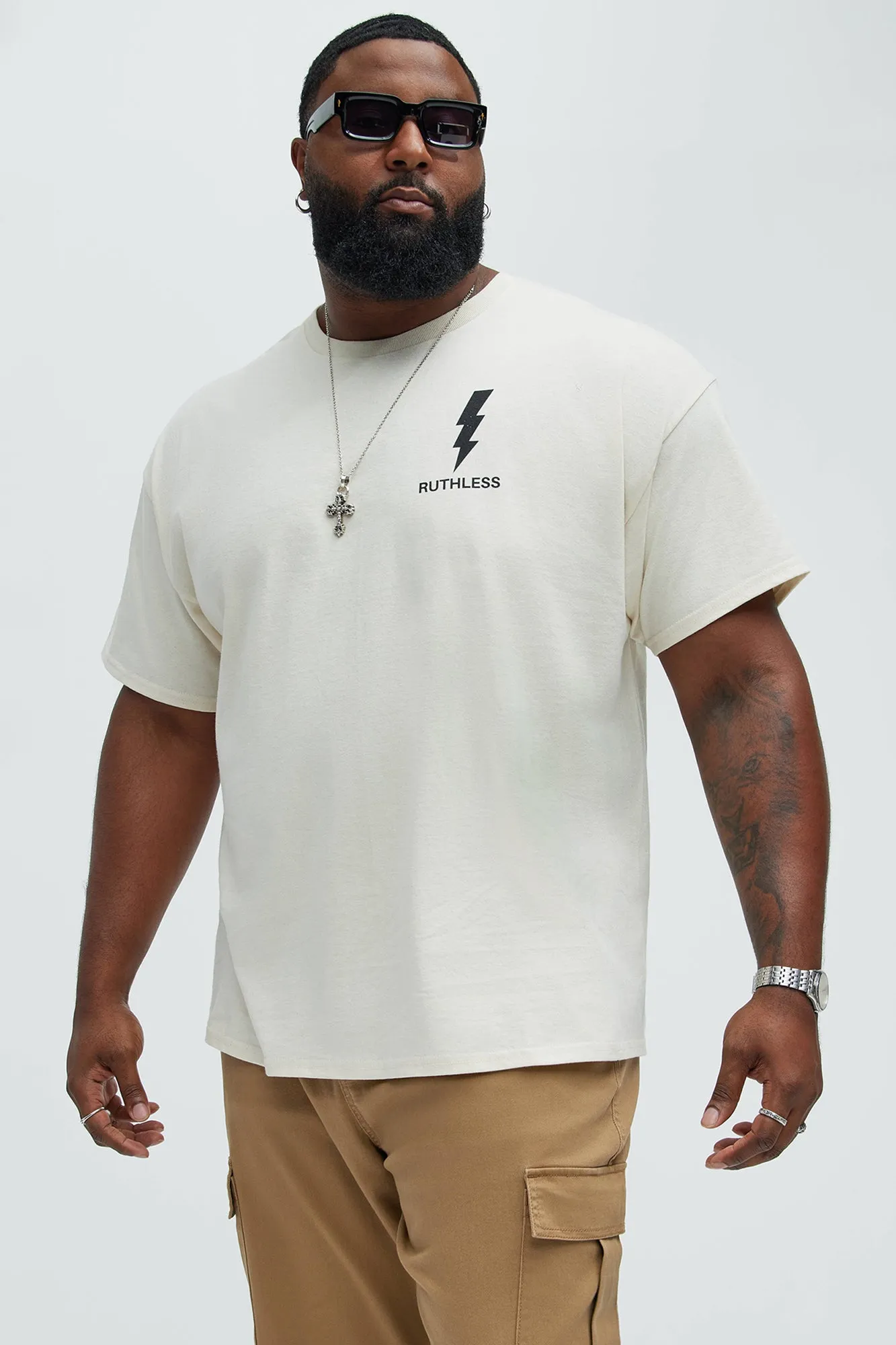 Ruthless Striker Oversized Short Sleeve Tee - Natural/Combo