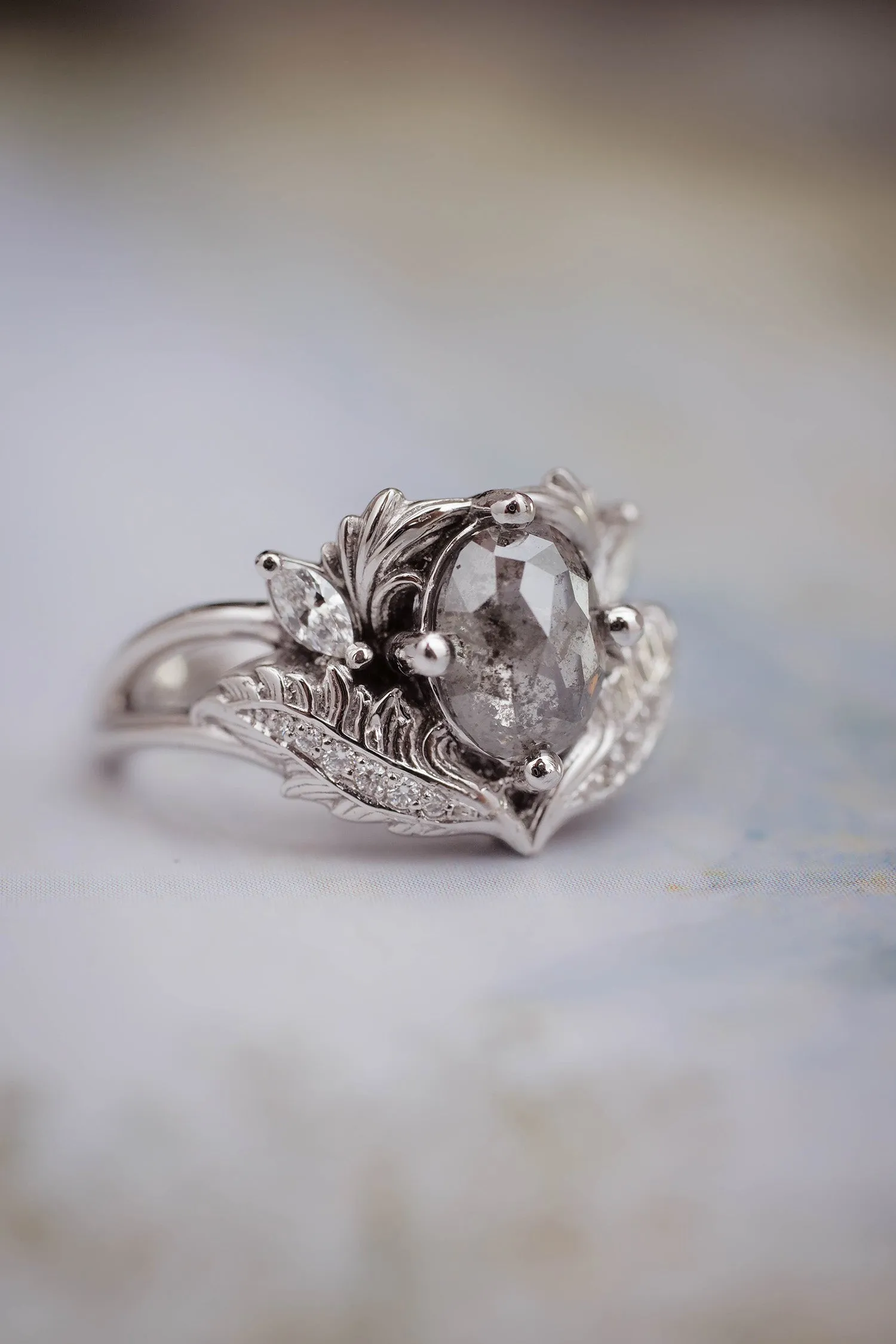 Salt & pepper diamond engagement ring / Adonis