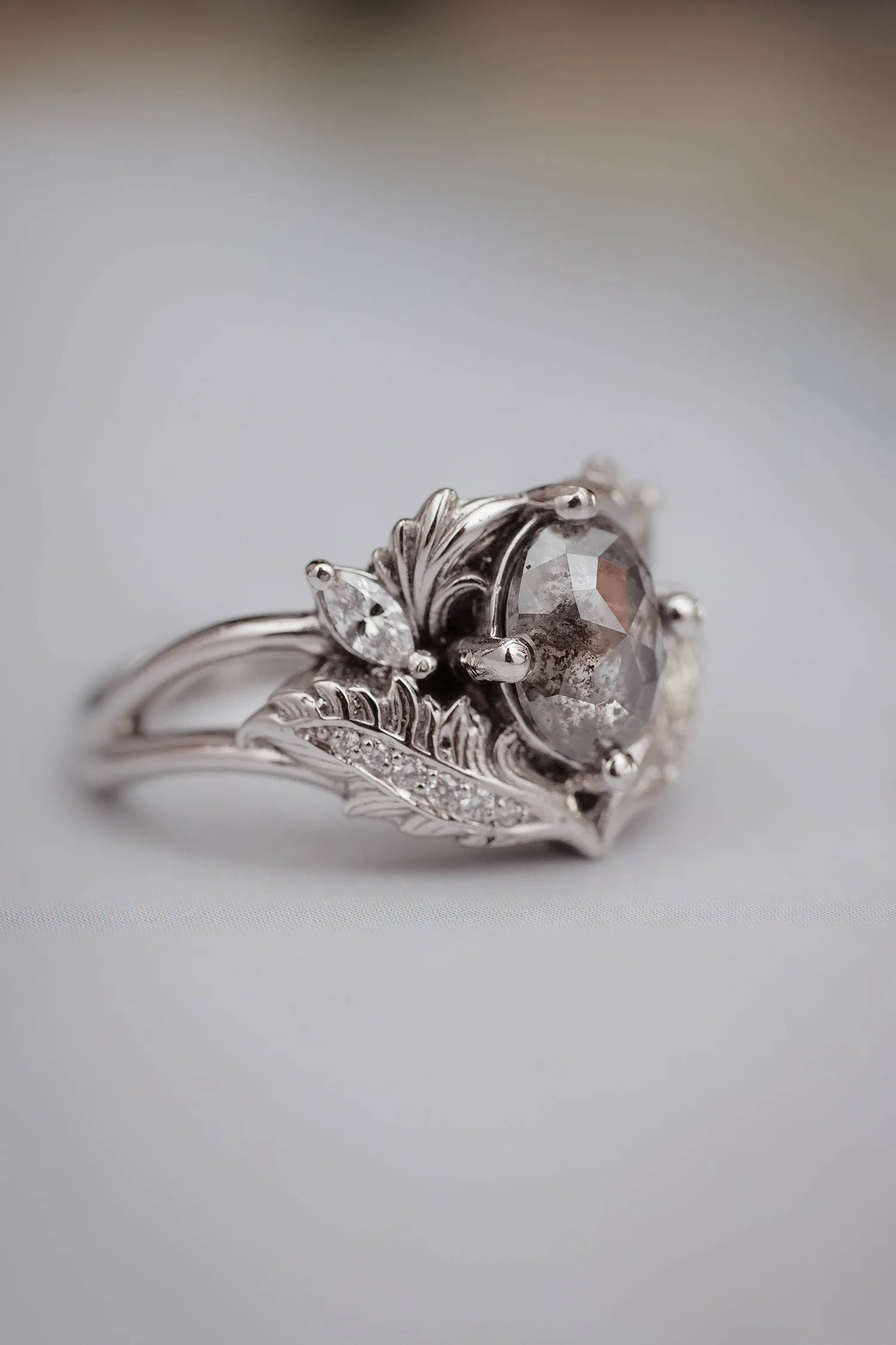 Salt & pepper diamond engagement ring / Adonis