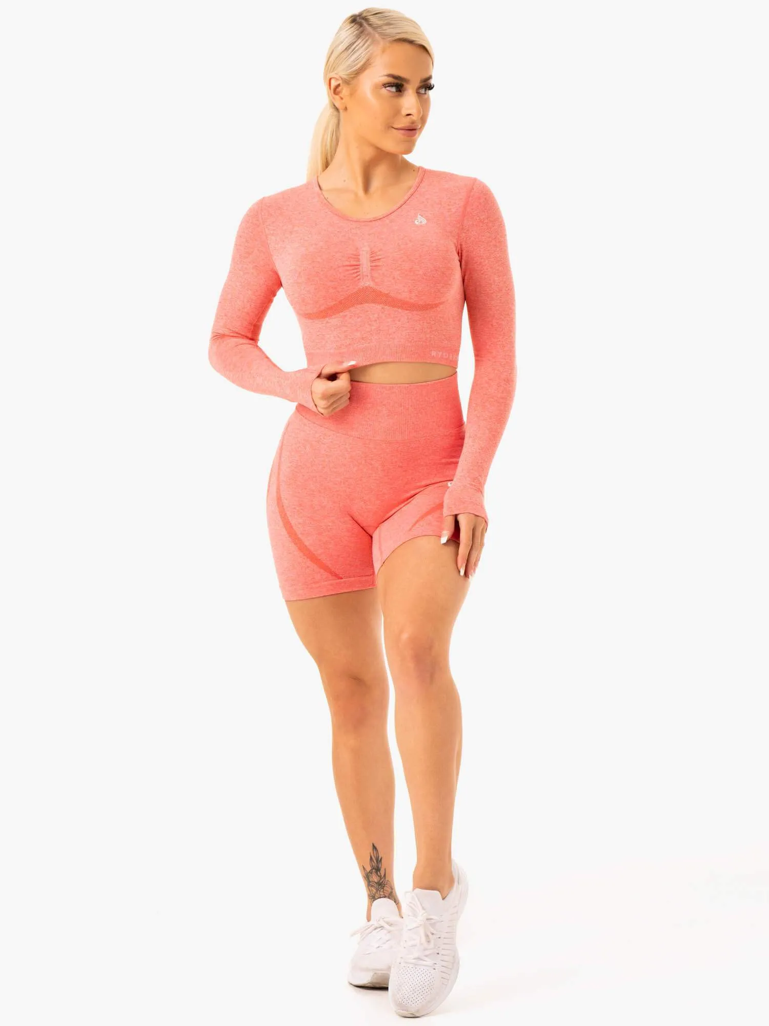 Sculpt Seamless Long Sleeve Top - Peach Marl