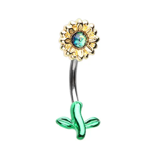 Shining Bright Sunflower& Follow the Sun Flower Belly Button Ring