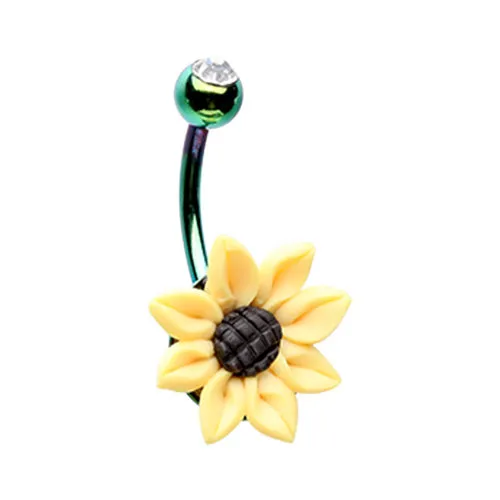 Shining Bright Sunflower& Follow the Sun Flower Belly Button Ring