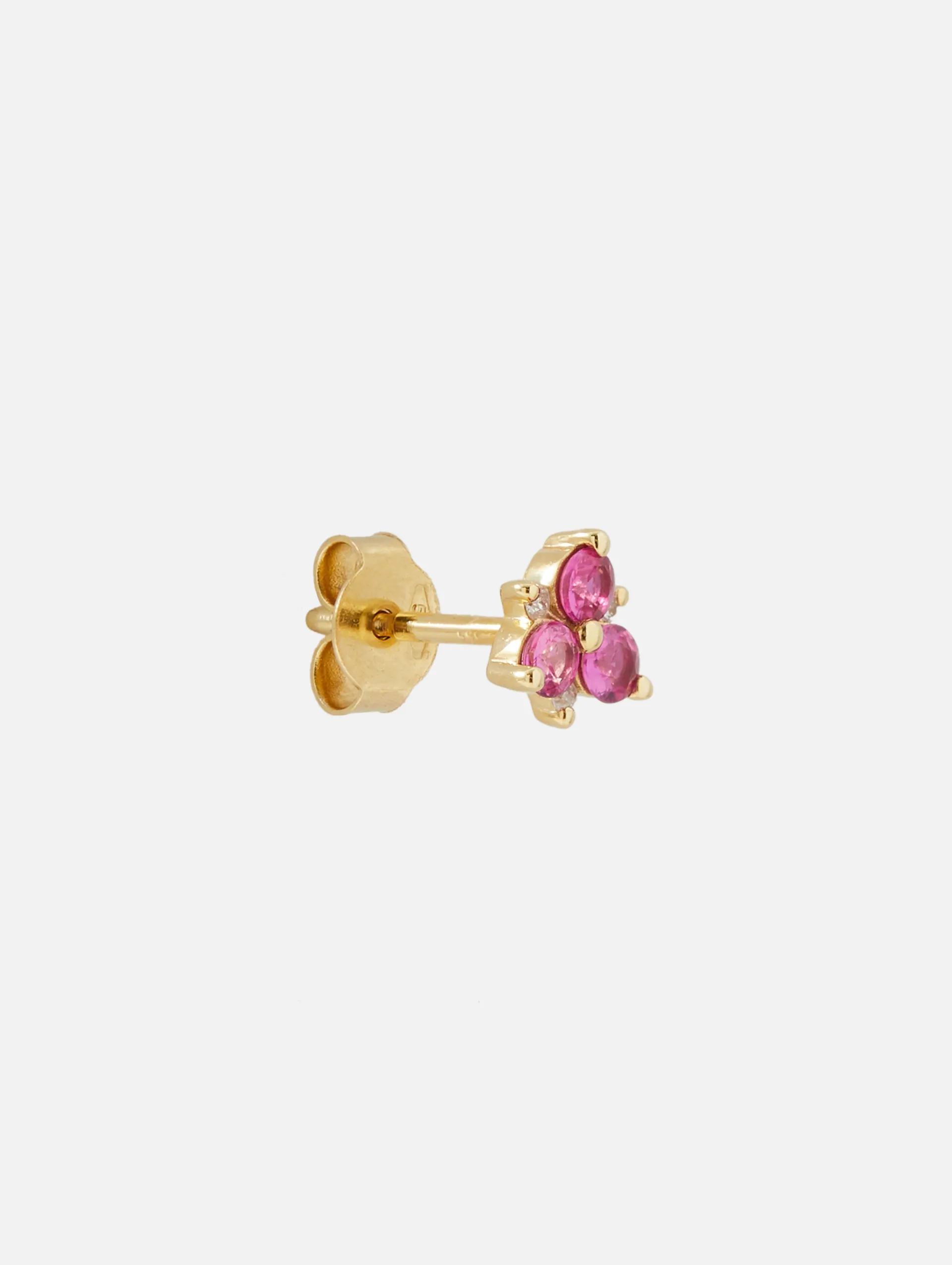 Single Ruby Pave Flower Stud