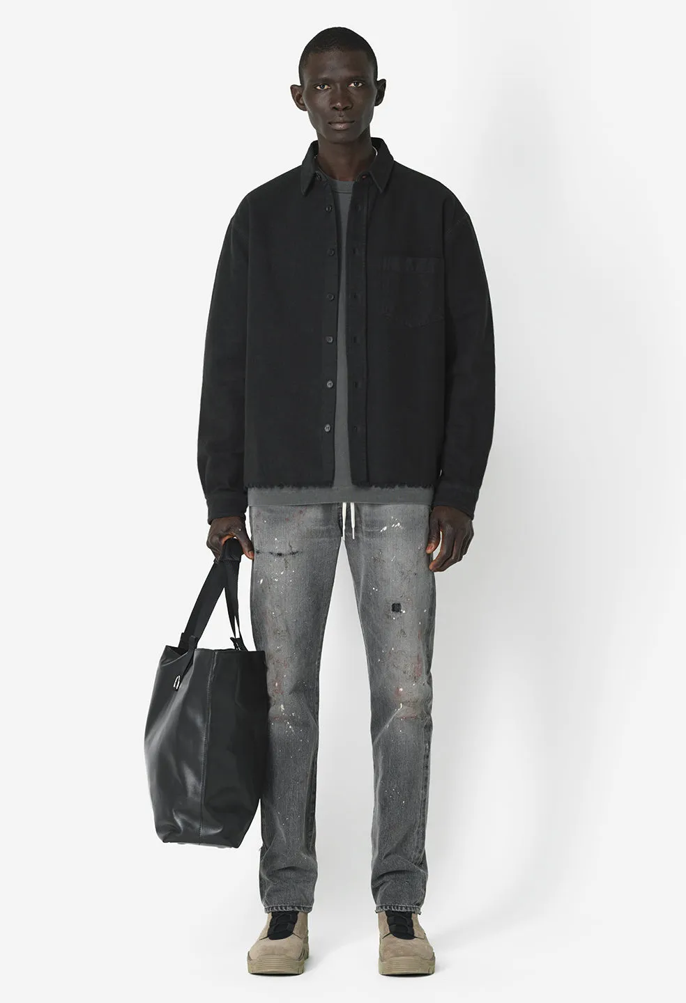 Solid Hemi Oversized Shirt / Black