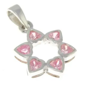 Star of David Pendant With Pink Gemstones   925 Sterling Silver Necklace