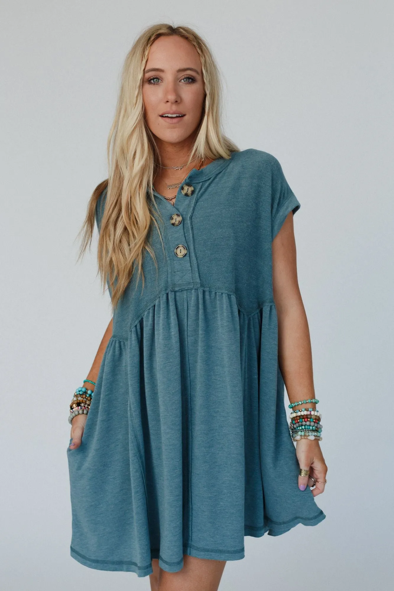 Sweet Nothings Baby Doll Dress - Teal