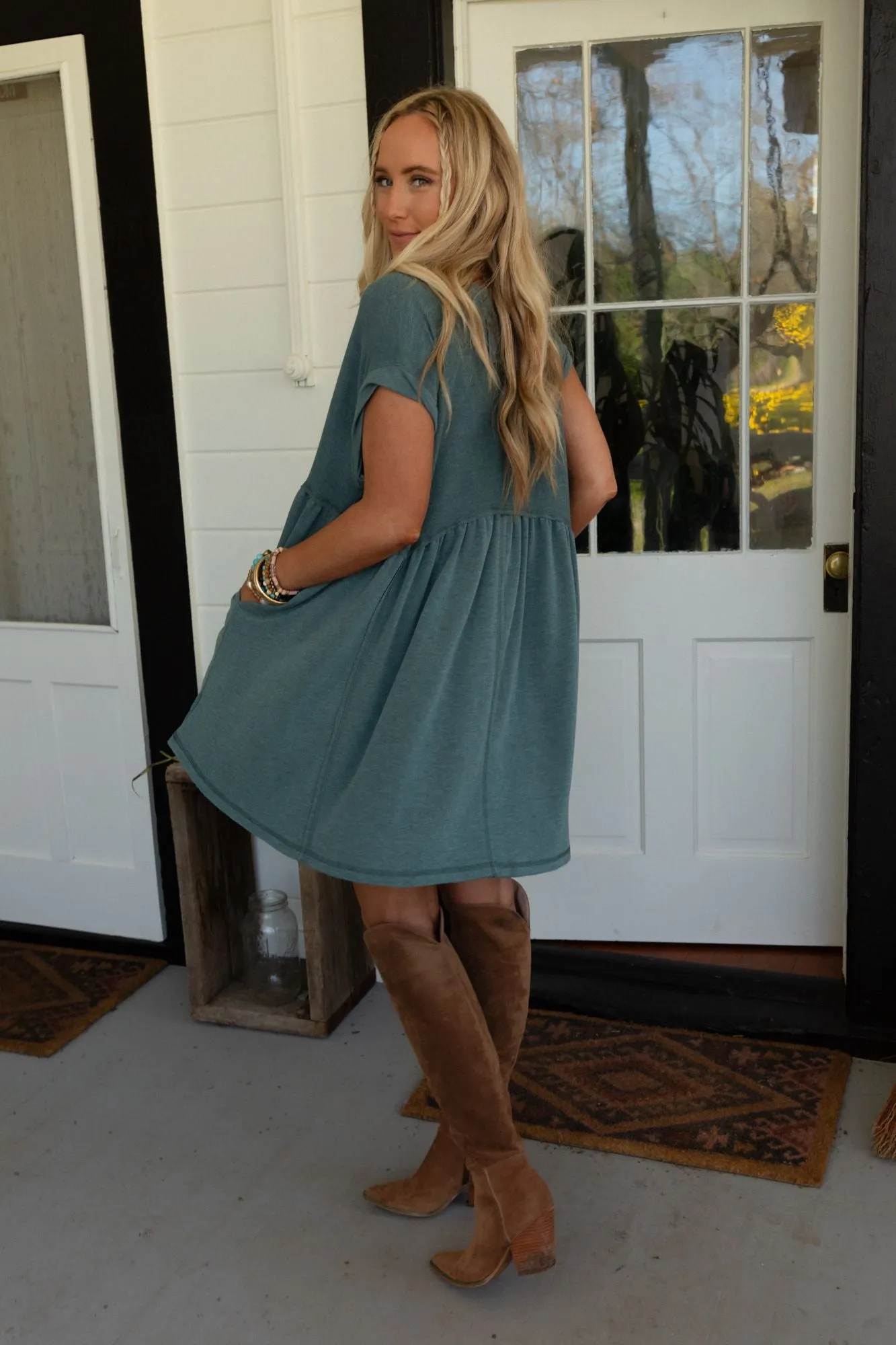 Sweet Nothings Baby Doll Dress - Teal