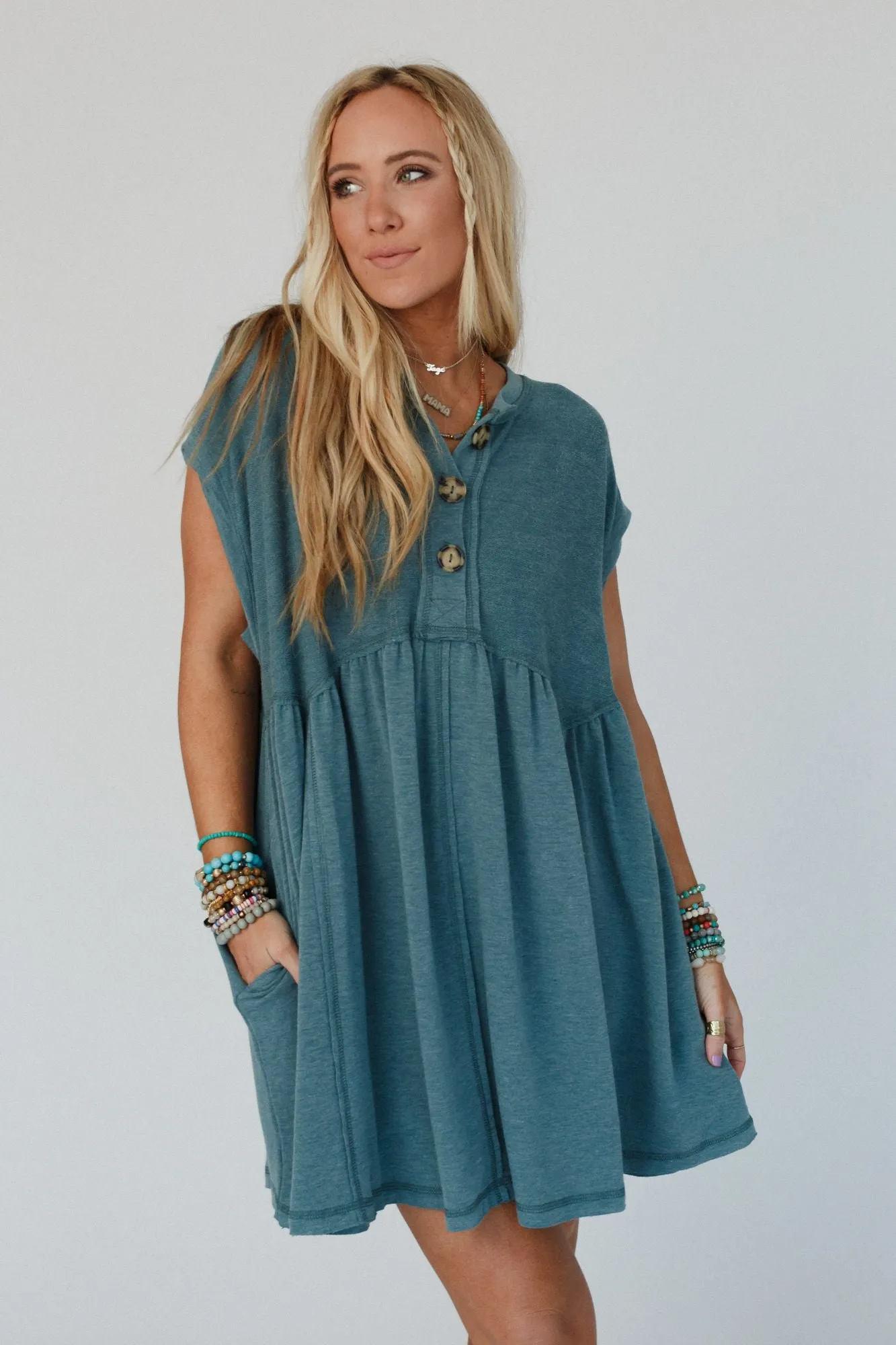 Sweet Nothings Baby Doll Dress - Teal