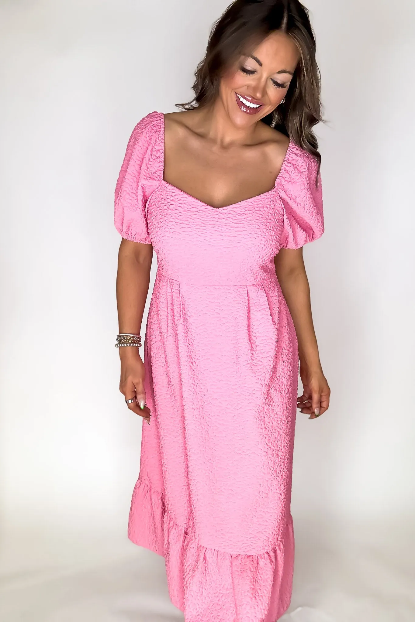 Sweetheart Pink Neckline Dress