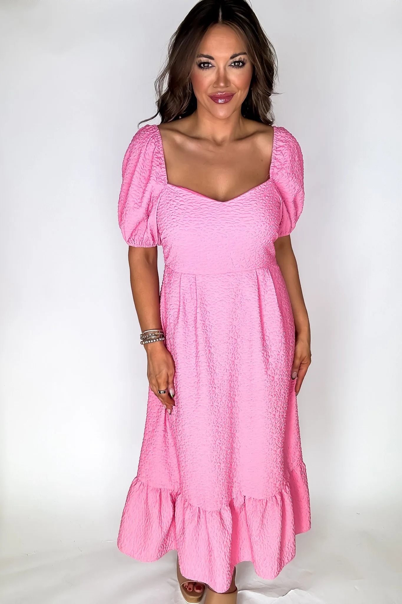 Sweetheart Pink Neckline Dress