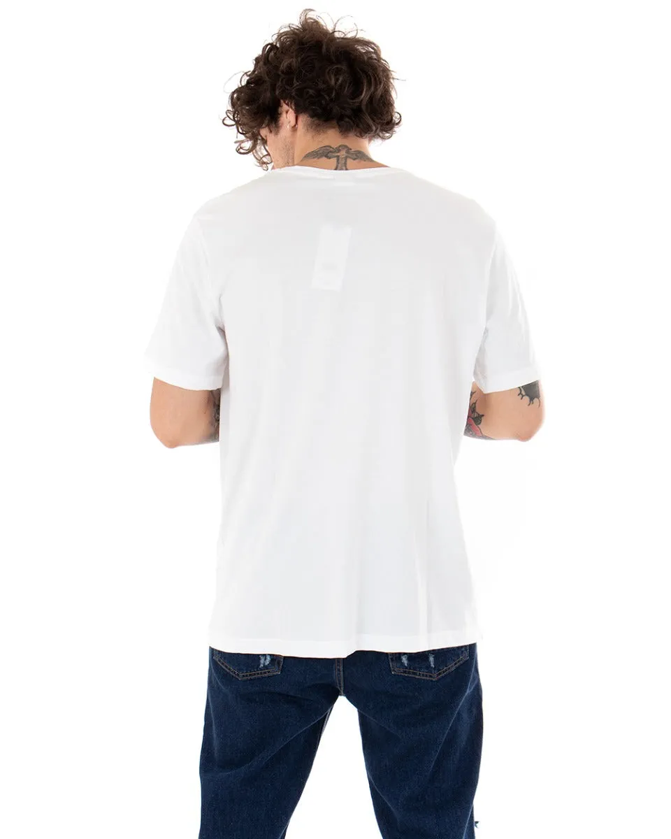 T-shirt Uomo Fila Logo Piccolo Unwind Bianco Cotone Casual Maniche Corte GIOSAL