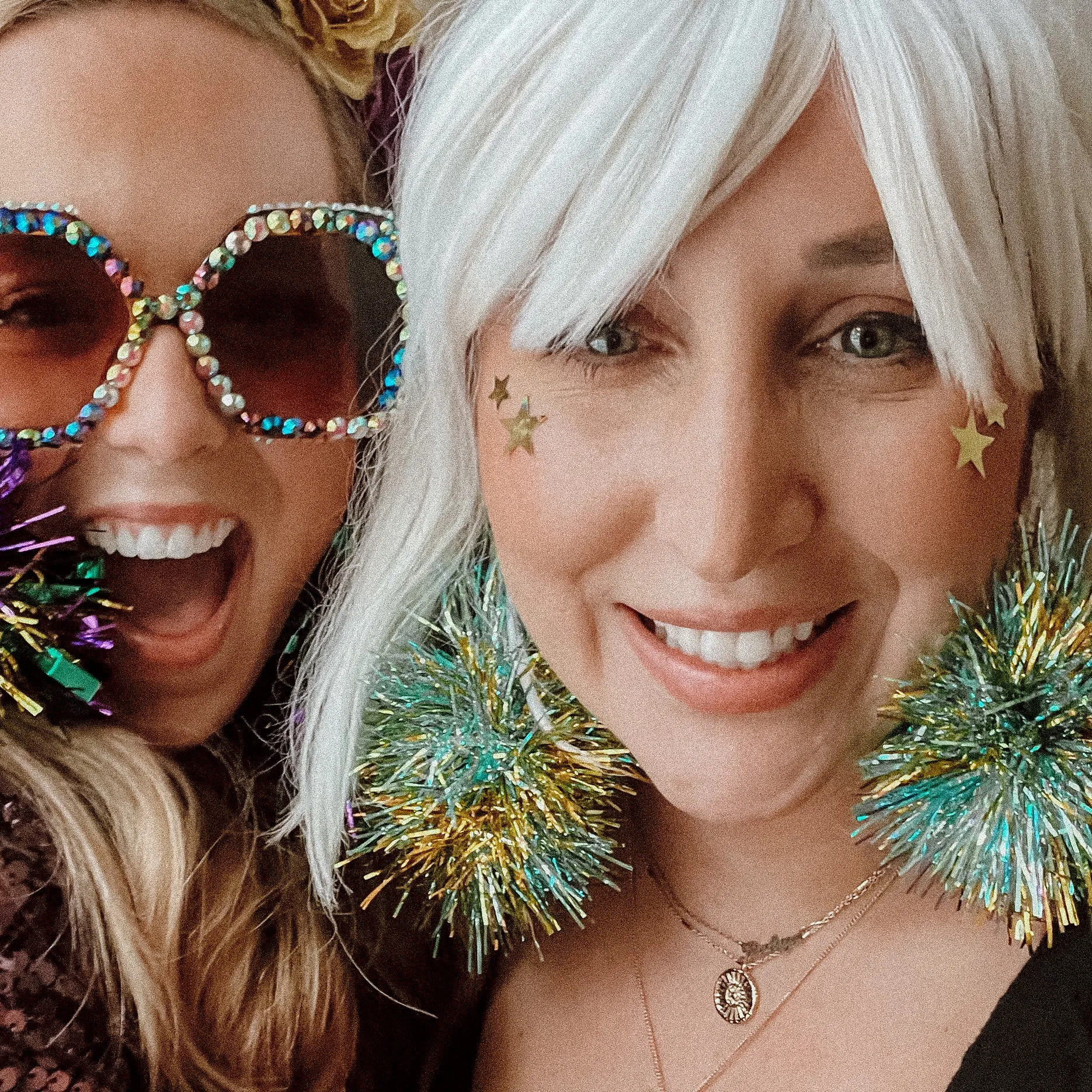 Teal & Yellow Gold Mixed Pom Pom Earrings