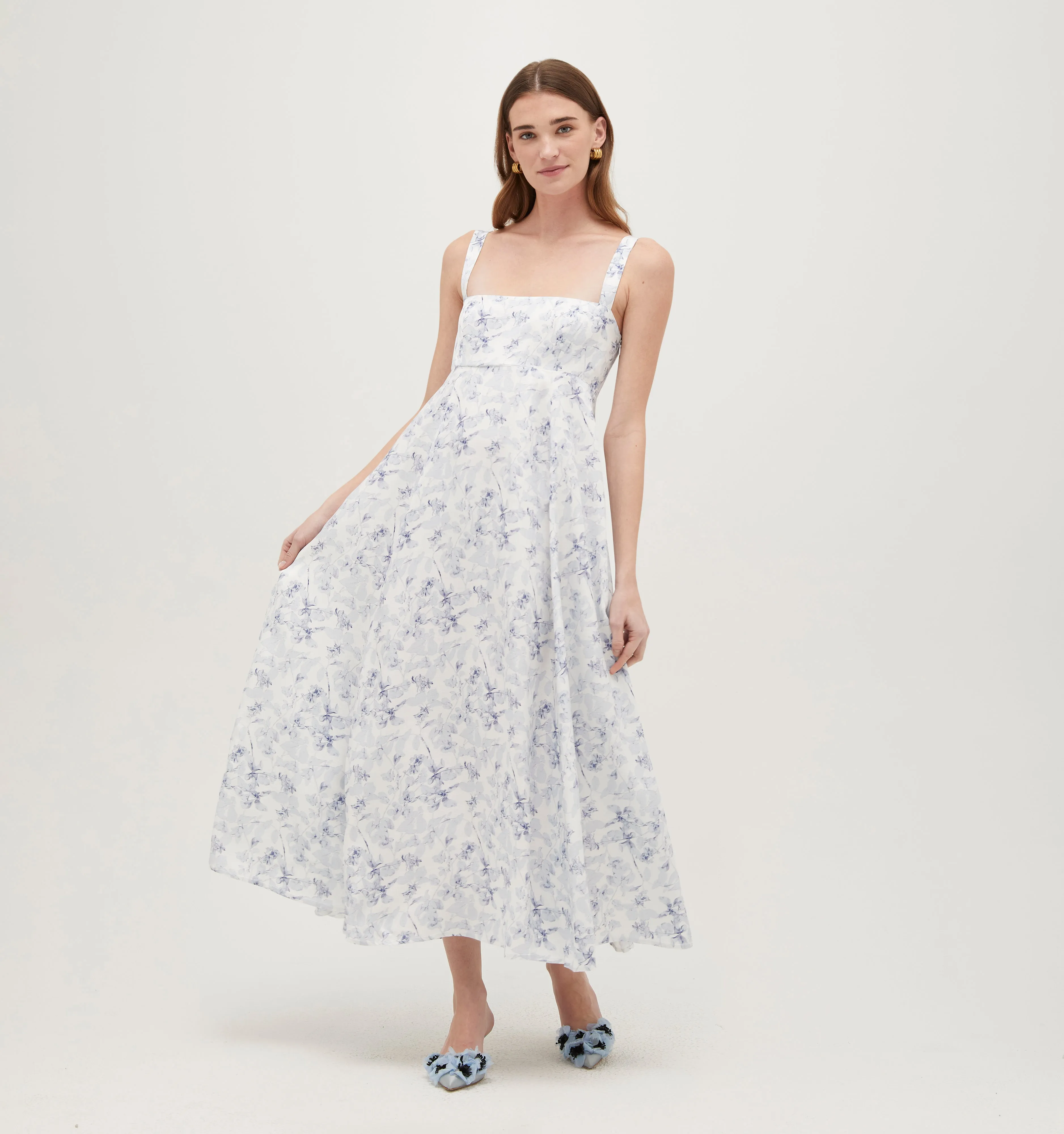 The Rowena Dress - Pressed Flowers Satin Faille