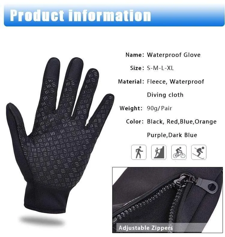 Thermal Ski Gloves Men Women Winter Skiing Fleece Waterproof Snowboard Gloves Touch Screen Snow Motorcycle Warm Mittens