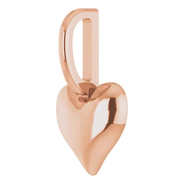 Tiny Puff Heart Charm Pendant 14k Rose Gold