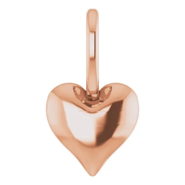 Tiny Puff Heart Charm Pendant 14k Rose Gold