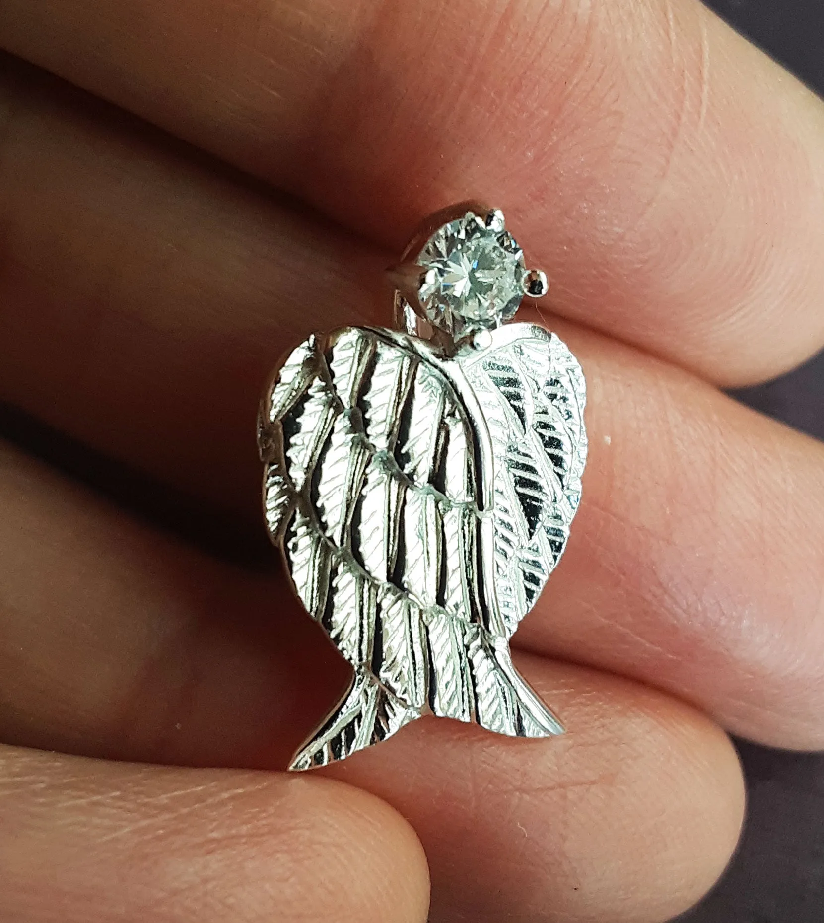 Tranquil Folded Angel Wings Pendant