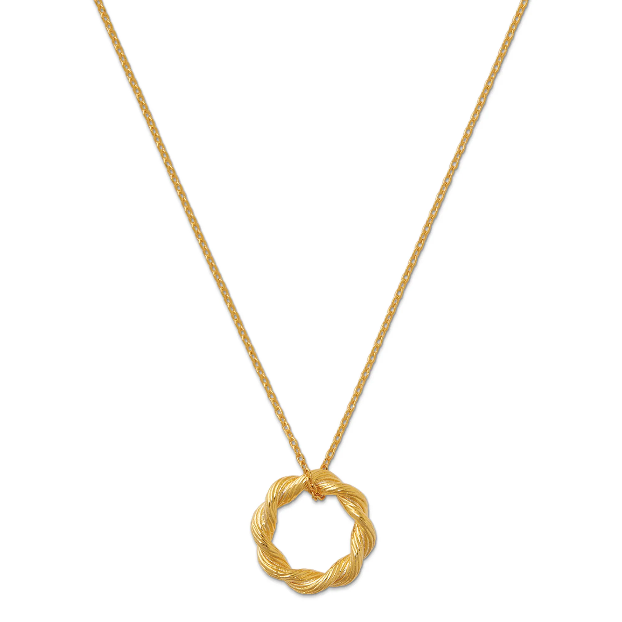 Twist Textured Open Circle Necklace - Gold