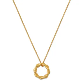 Twist Textured Open Circle Necklace - Gold