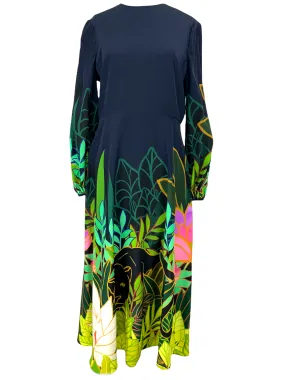 Valentino Panther in the Jungle Silk Dress Size L