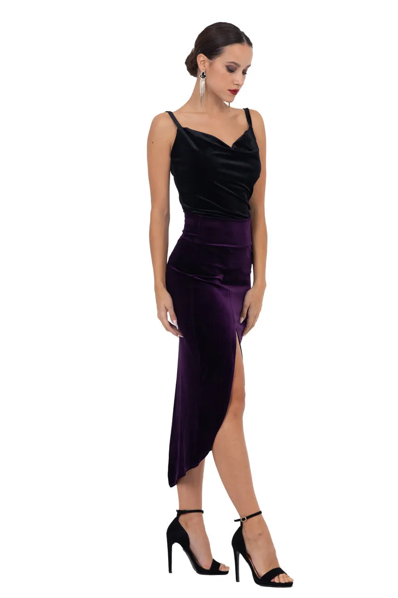 Velvet Tango Skirt With Curved Front Slit