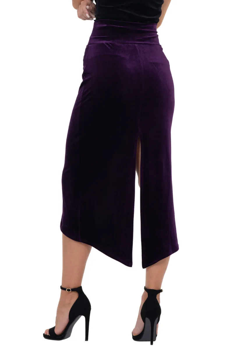 Velvet Tango Skirt With Curved Front Slit