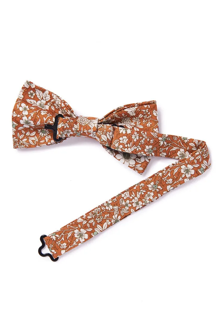 Vintage Floral Sketched Bow Tie - Burnt Orange