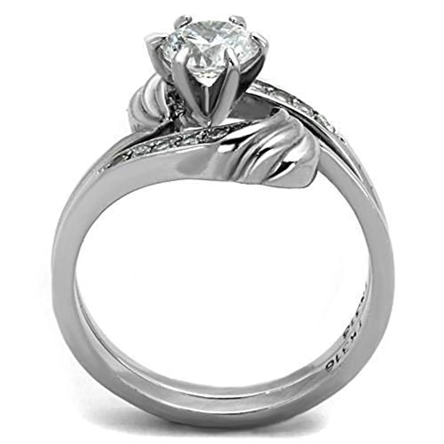 WildKlass Stainless Steel Ring High Polished (no Plating) Women AAA Grade CZ Clear