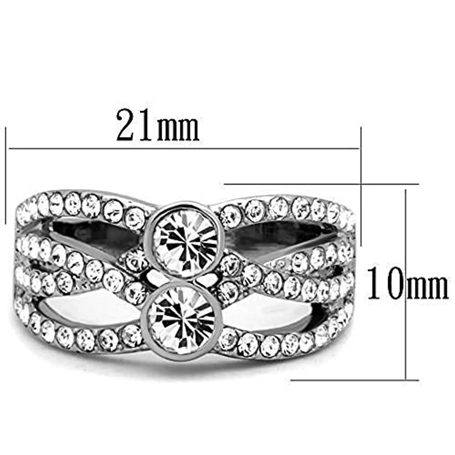 WildKlass Stainless Steel Ring High Polished (no Plating) Women Top Grade Crystal Clear