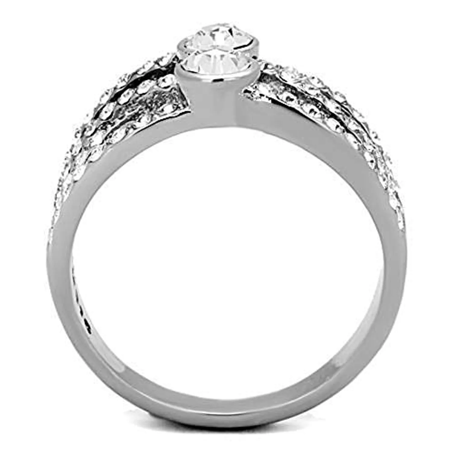 WildKlass Stainless Steel Ring High Polished (no Plating) Women Top Grade Crystal Clear