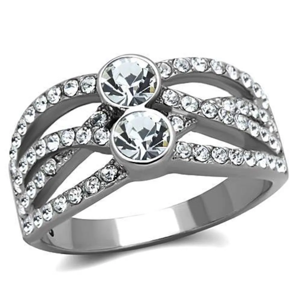 WildKlass Stainless Steel Ring High Polished (no Plating) Women Top Grade Crystal Clear